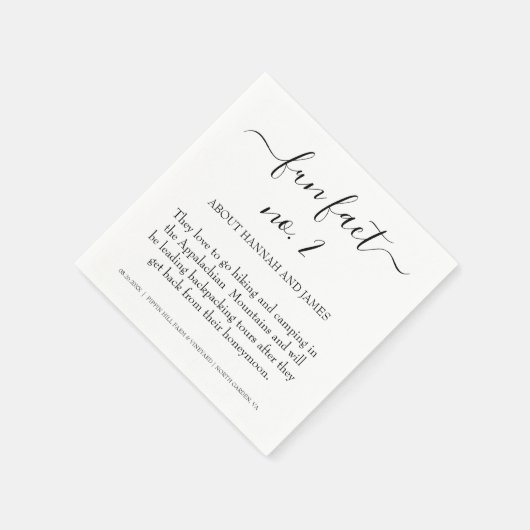 Einfache, moderne Black Script Fun Fakt 2 Hochzeit Serviette (Ecke)
