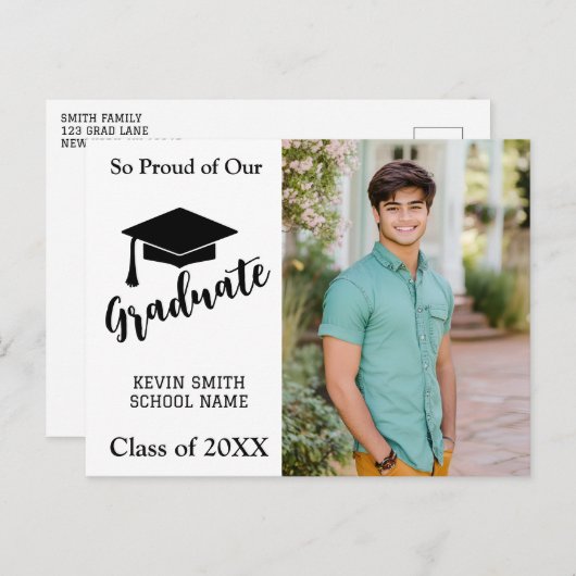 EINFACHE MODERNE BLACK & WHITE Ankündigung Postkar (Vorne/Hinten)