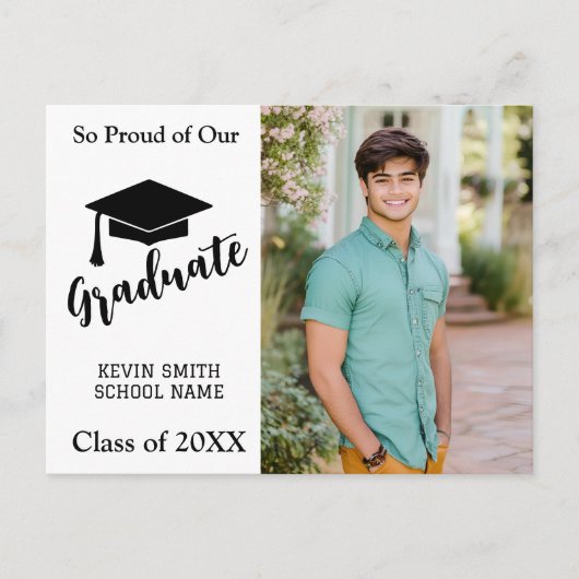 EINFACHE MODERNE BLACK & WHITE Ankündigung Postkar (Vorderseite)