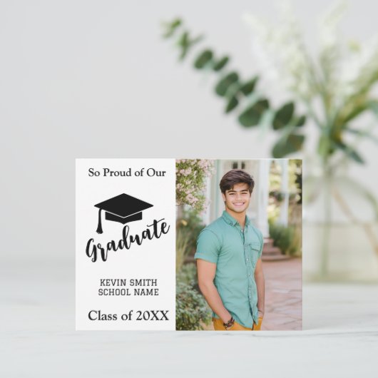 EINFACHE MODERNE BLACK & WHITE Ankündigung Postkar (Stehend Vorderseite)