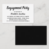 Einfache/moderne Black/White-Engagement-Party-Tick Visitenkarte (Vorne/Hinten)