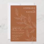 Einfache moderne Blätter Burnt Orange Wedding Einladung (Vorderseite)