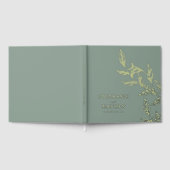 Einfache moderne Blätter zeigen Green Wedding Gold Gästebuch (Voll)