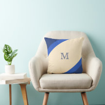 Einfache, moderne, blau gestreifte Monogramm
