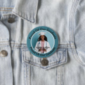 Einfache moderne blaue Abschlussfoto Button (Beispiel)