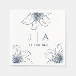 Einfache moderne blaue Blume Chic Wedkin Napkin Serviette