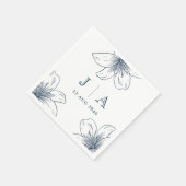 Einfache moderne blaue Blume Chic Wedkin Napkin Serviette (Ecke)