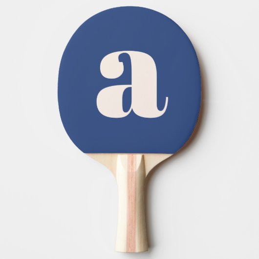 Einfache, moderne, blaue, fette Retro Monogramm Tischtennis Schläger (Vorderseite)
