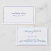 Einfache, moderne, blaue Grenze in Weiß Visitenkarte (Vorne/Hinten)