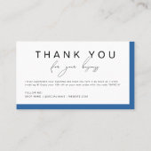 Einfache moderne blaue handgeschriebene Skripte Vi Visitenkarte (Rückseite)