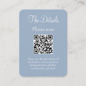 Einfache moderne, blaue Hochzeitdetails QR-Code Begleitkarte (Vorderseite)