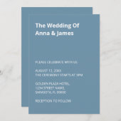 Einfache, moderne, blaue Hochzeitsfeier Einladung (Vorne/Hinten)