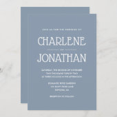 Einfache, moderne, blaue Hochzeitsfeier Einladung (Vorne/Hinten)