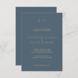 Einfache, moderne, blaue Hochzeitsreise Einladung