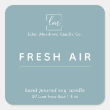 Einfache moderne blaue Logo Candle Square Sticke