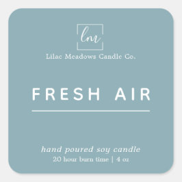 Einfache moderne blaue Logo Candle Square Sticke Quadratischer Aufkleber