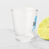 Einfache moderne Blaue Mit Monogramm Bezeichnung + Schnapsglas (Links)