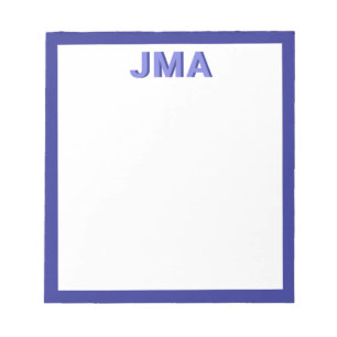 Einfache moderne Blaue Monogramm Notizblock