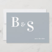 Einfache, moderne, blaue Monogramm QR Save the Dat Save The Date (Vorderseite)