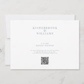 Einfache, moderne, blaue Monogramm QR Save the Dat Save The Date (Rückseite)