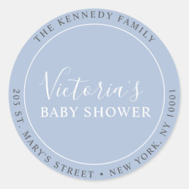 Einfache, moderne, blaue Rücksendeadresse Runder Aufkleber