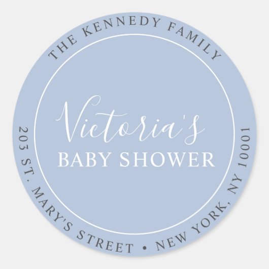 Einfache, moderne, blaue Rücksendeadresse Runder Aufkleber (Vorderseite)