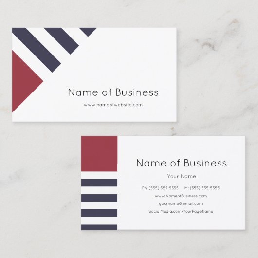 Einfache, moderne, blaue und rote Streifen Visitenkarte (Vorne/Hinten)