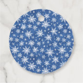 Einfache Moderne Blaue Weihnachtsschneeflocke Geschenkanhänger (Rückseite)