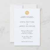 Einfache, moderne Blauen Gold-Hochzeit Einladung (Vorderseite)