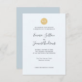 Einfache, moderne Blauen Gold-Hochzeit Einladung (Vorne/Hinten)