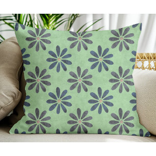 Einfache, moderne, blaugraue Blume Sage Green Kissen