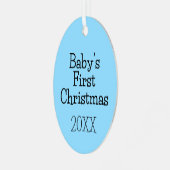 Einfache moderne Blue Baby's erstes Weihnachtsjahr Ornament Aus Metall (Vorderseite links)