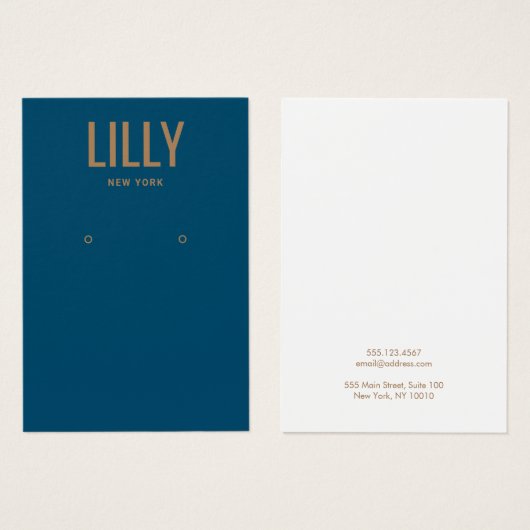 Einfache, moderne Blue Earring Display Card (Vorne & Hinten)