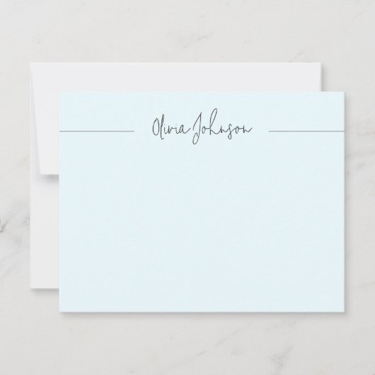 Einfache, moderne Blue Flat Note Card Mitteilungskarte (Vorderseite)