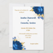 EINFACHE MODERNE BLUE FLORAL GOLD WHITE WEDD EINLADUNG (Vorderseite)