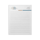 Einfache moderne Blue Gold Monogram Lined Business Notizblock (Rotiert)