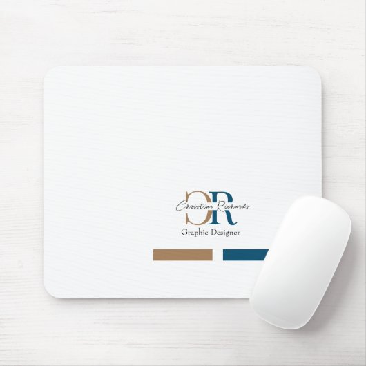 Einfache moderne Blue Gold Monogram Mousepad (Mit Mouse)