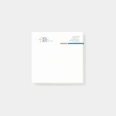 Einfache moderne Blue Gold Monogram Post-it Klebezettel (Vorderseite)