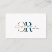 Einfache moderne Blue Gold Monogram Visitenkarte (Vorderseite)