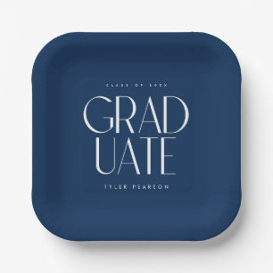 Einfache moderne Blue Graduation Party Pappteller