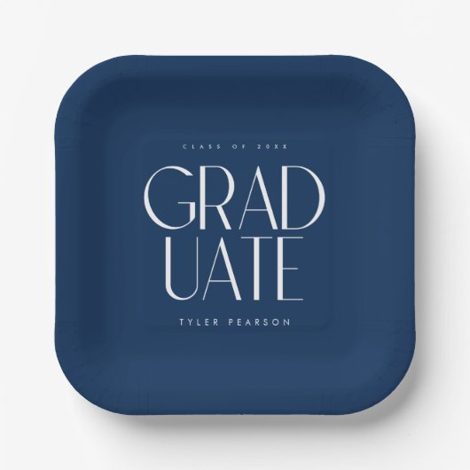Einfache moderne Blue Graduation Party Pappteller (Vorderseite)