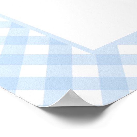 Einfache moderne Blue Kariert Bow Baby Dusche Herz Poster (Ecke)