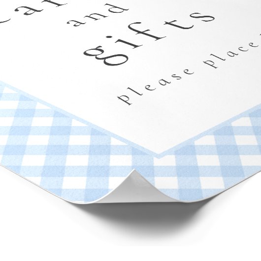 Einfache moderne Blue Kariert Bow Baby Duschsignat Poster (Ecke)