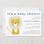 Einfache moderne Blue Lion Boy Baby Dusche Einladu Einladung (Vorderseite)
