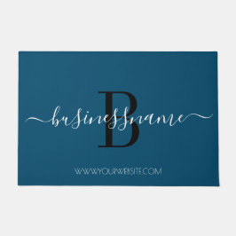Einfache, moderne Blue Monogram Custom Business Lo Fußmatte