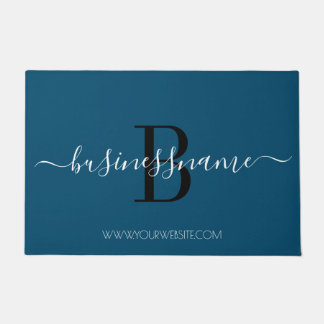 Einfache, moderne Blue Monogram Custom Business Lo Fußmatte