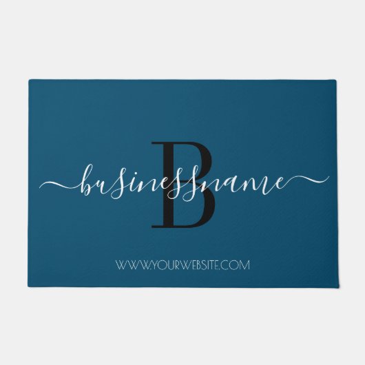 Einfache, moderne Blue Monogram Custom Business Lo Fußmatte (Vorderseite)