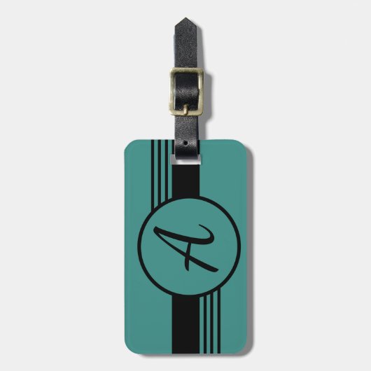 Einfache moderne Blue Monogram Initial Gepäckanhänger (Vorderseite vertikal)