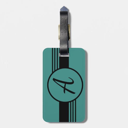 Einfache moderne Blue Monogram Initial Gepäckanhänger (Rückseite vertikal)