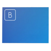 Einfache moderne Blue Ombre Gradient & Monogram Notizblock (Vorderseite)
